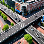 **Prompt:** "Smart traffic system in Utrecht during rush hour, dynamic traffic lights, efficient traffic flow, modern technology, Dutch city, focus on reduced travel time, aerial view."